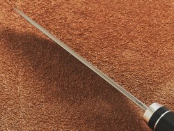 Якутский нож "Амга", сталь Х12МФ, рукоять черный мореный граб / орнамент