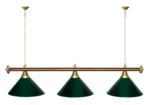 Лампа STARTBILLIARDS 3 пл. (плафоны зеленые,штанга зеленая,фурнитура золото)