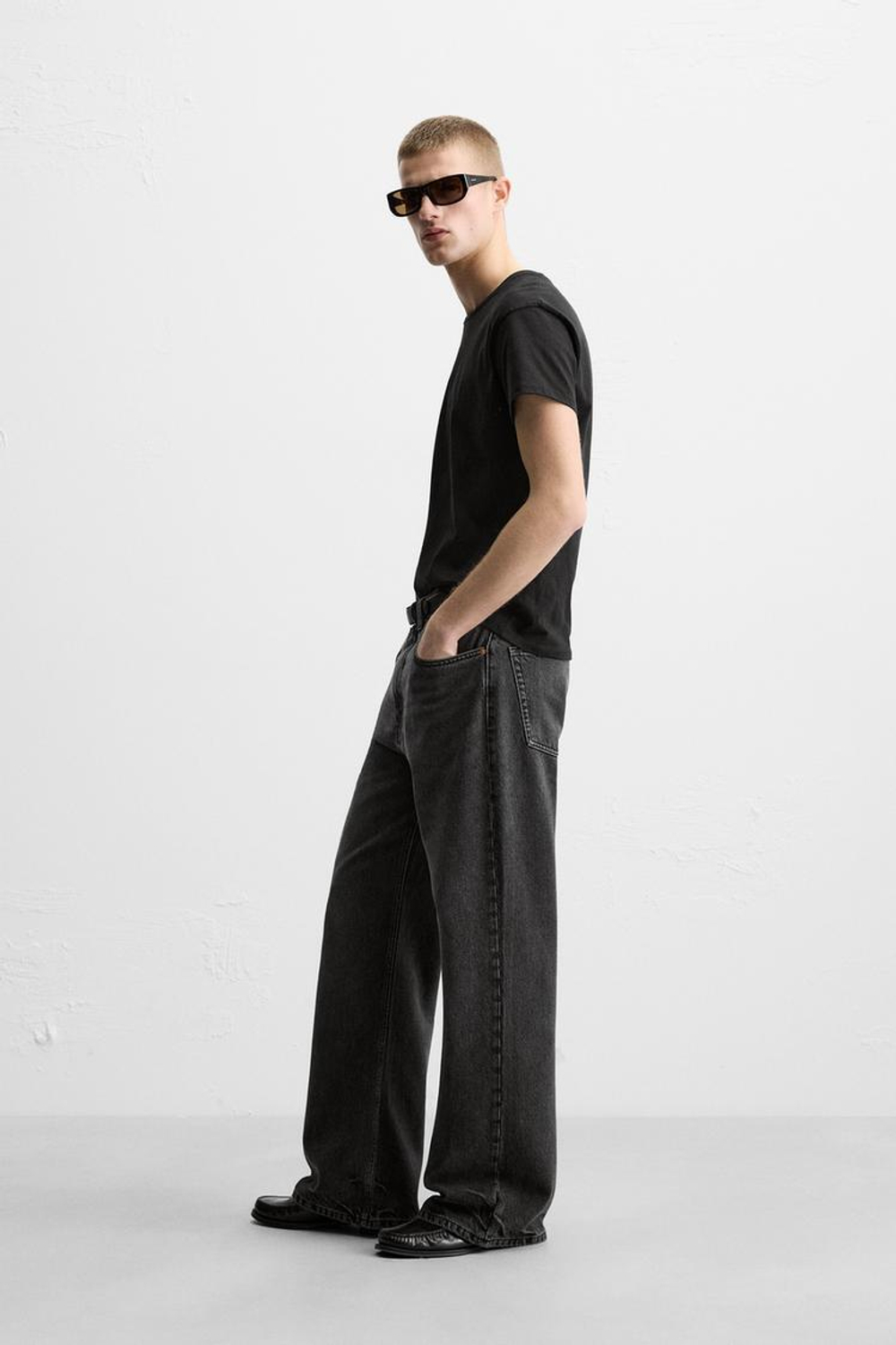 ZARA ДЖИНСЫ FLARE FIT BAGGY, УГОЛЬНЫЙ