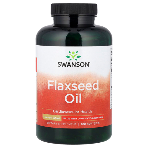 Swanson Vitamins, Льняное масло, 1 г, 200 капсул