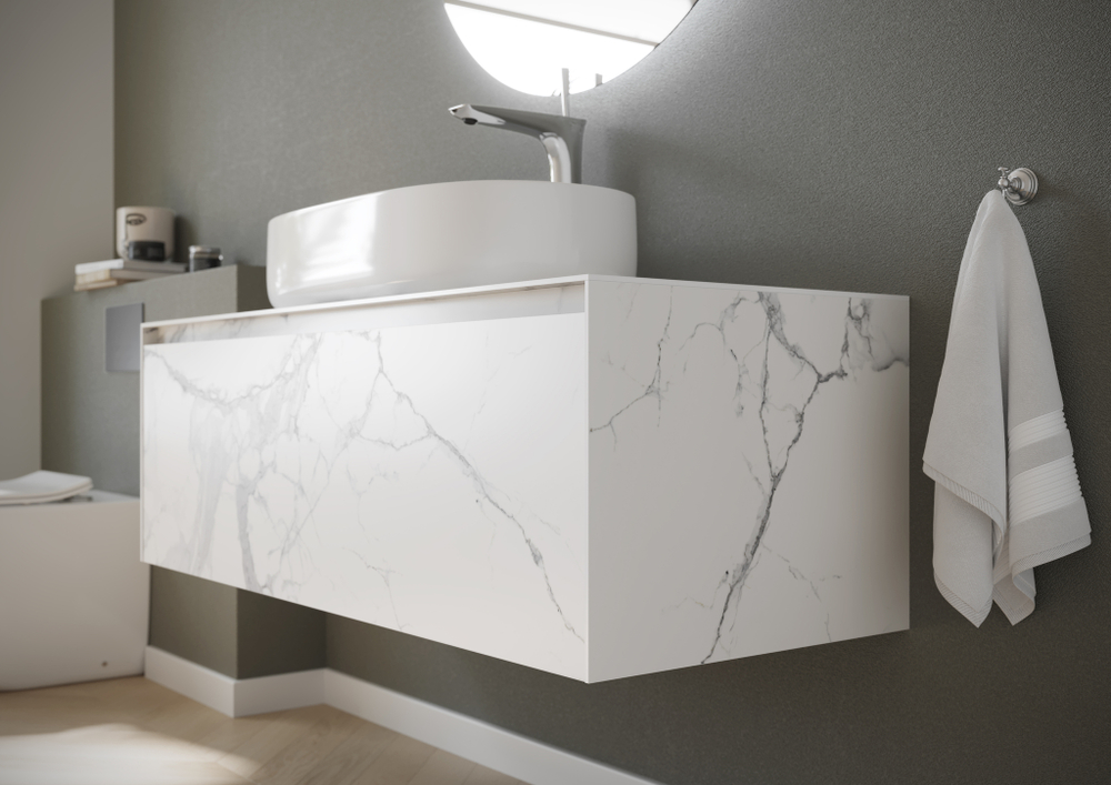Тумба с раковиной Sancos Stone, 120 см., керамогранит белый, ST120SV