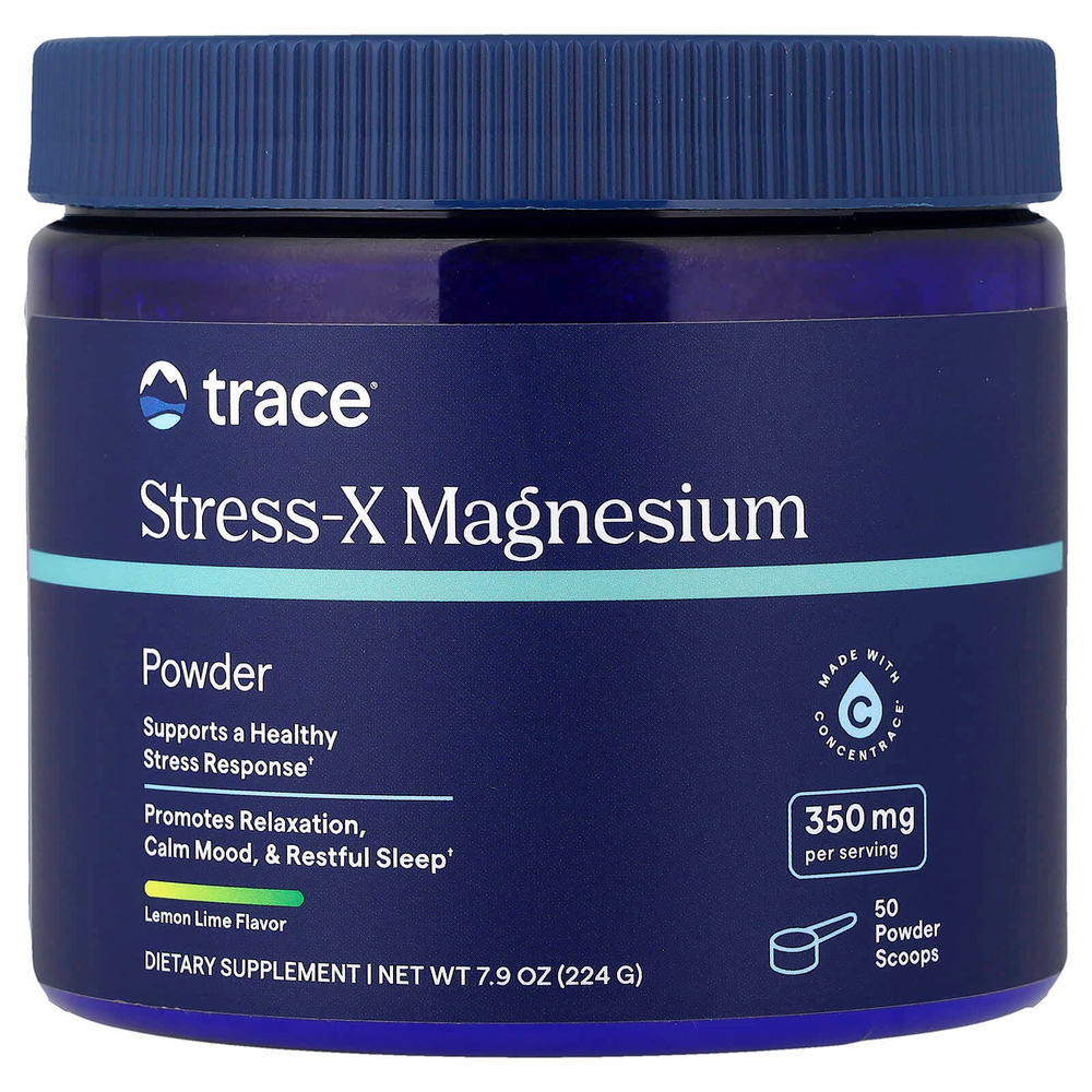 Trace, Stress-X, магний в порошке, со вкусом лимона и лайма, 224 г (7,9 унции)