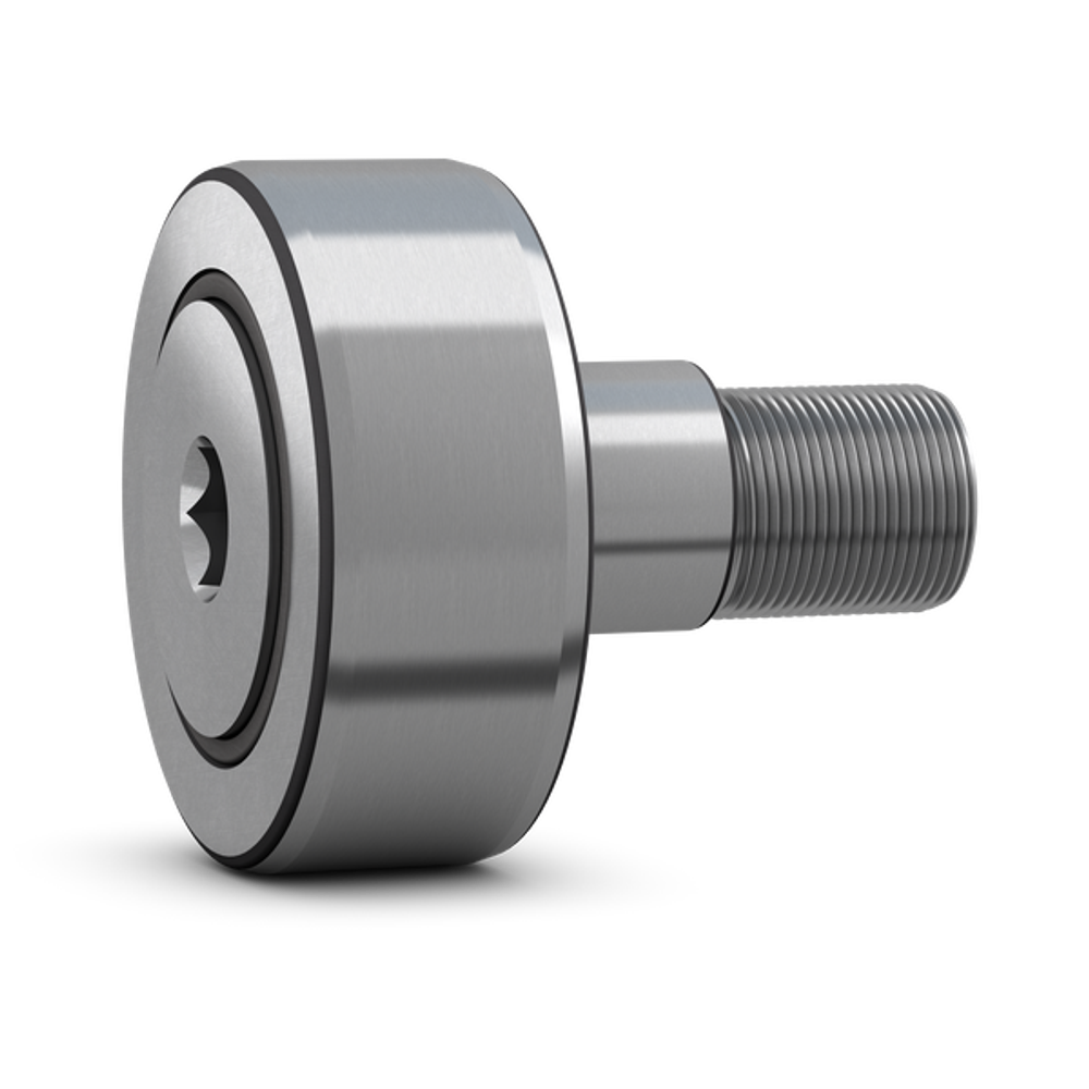 Опорный ролик с цапфой на основе роликоподшипника с эксцентриковым кольцом, встроенным уплотнением и элементами для повторного смазывания NUKRE 35 A