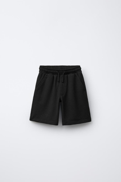 ZARA КОМПЛЕКТ ИЗ РУБАШКИ С КАРМАНОМ И ШОРТЫ-БЕРМУДЫ, ЧЕРНЫЙ