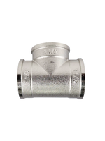 Тройник, латунь, внутренняя/внутренняя/внутренняя резьба 1 1/2", никель, RTP