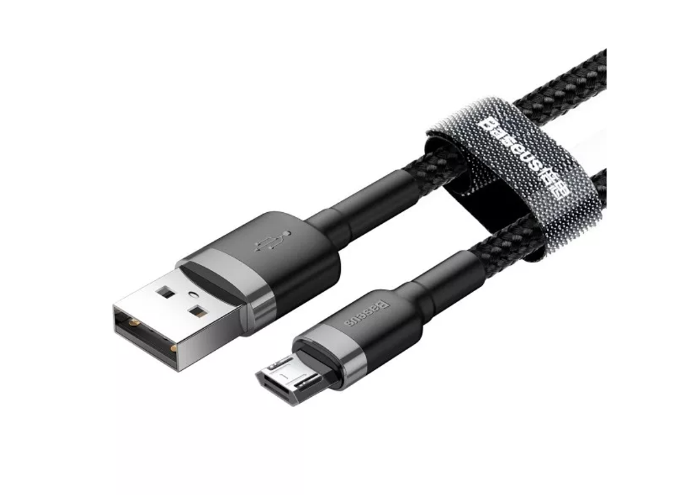 Кабель Baseus Cafule Cable 2.4A (USB) на (Micro-USB) (CAMKLF-BG1) 100см тканевая оплётка (черный)