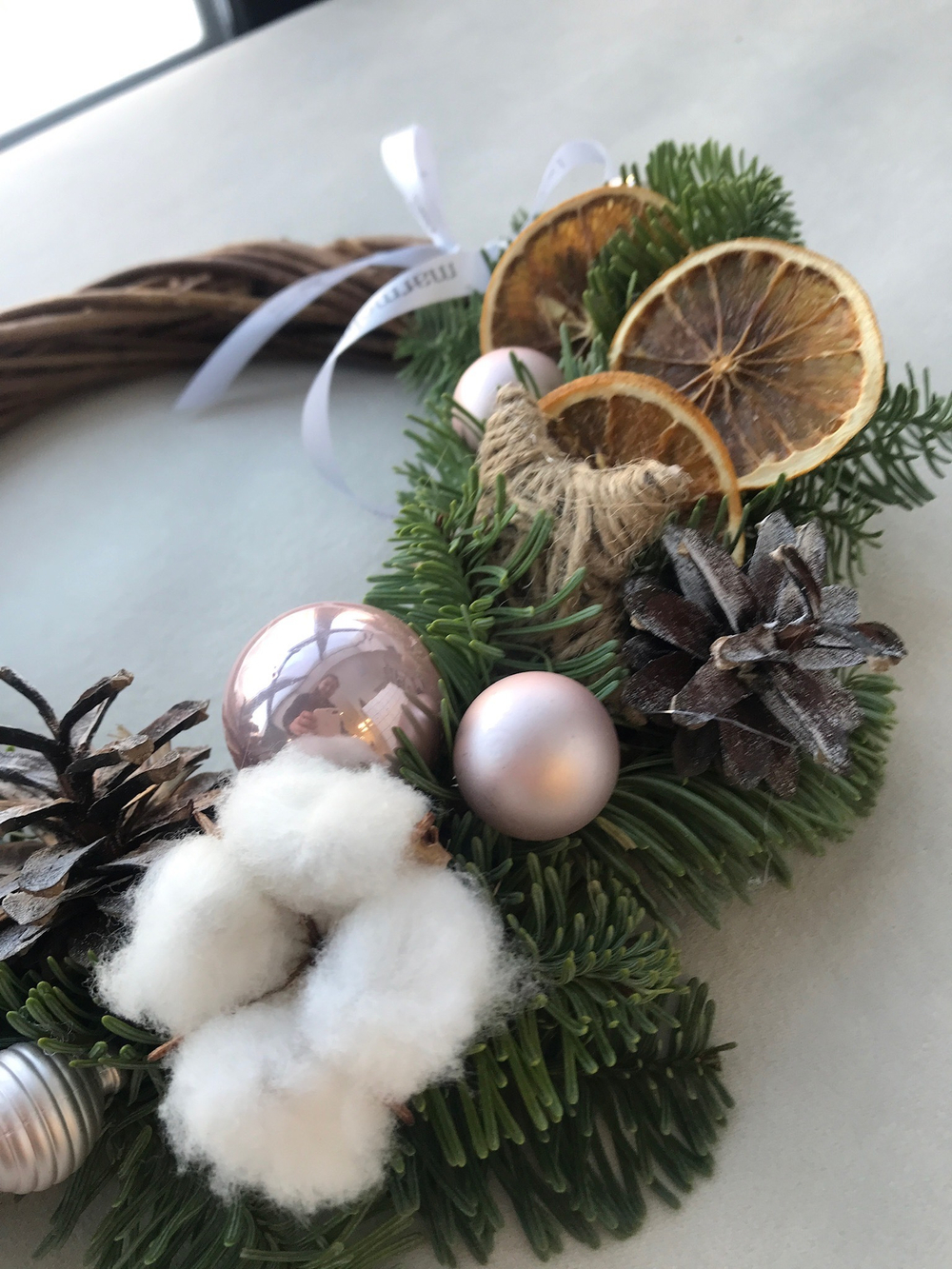 Мастер-класс РОЖДЕСТВЕНСКИЙ ВЕНОК на плетеной основе