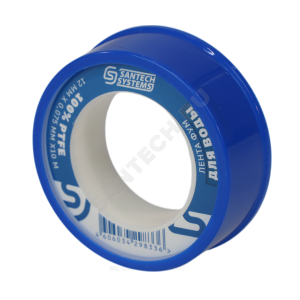 Лента ФУМ PTFE 12ммх0,075ммх10м катушка среда: вода SantechSystems