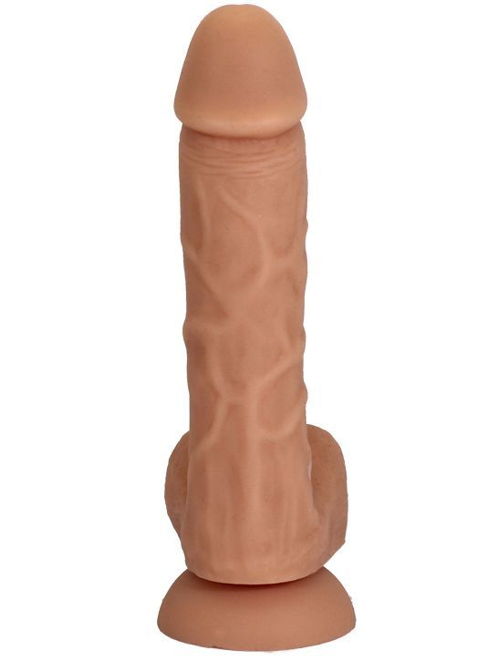 Телесный фаллоимитатор-реалистик на присоске с мошонкой - 18,5 см. (Цвет: телесный)