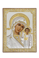 Казанская БМ, икона прямоугольная без рамки, белое дерево 175х225