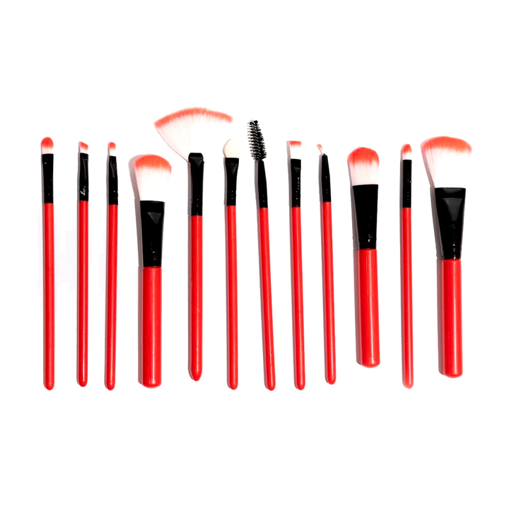 Набор кистей для макияжа в тубусе цвет красный 12 шт