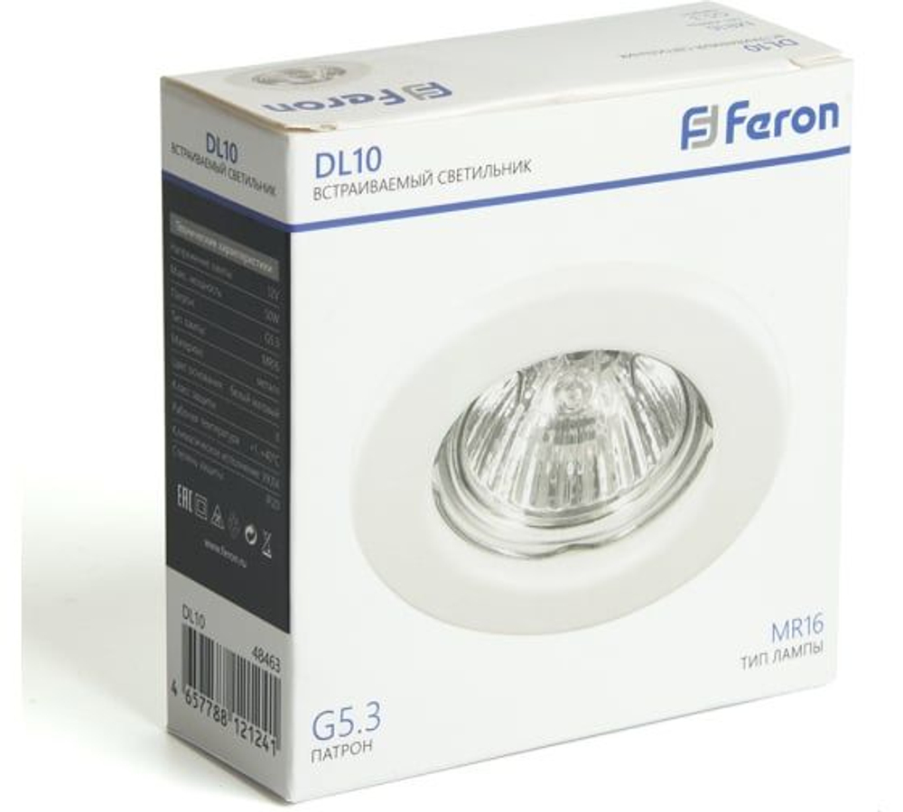 Потолочный встраиваемый светильник FERON dl10 mr16 50w g5.3 белый матовый