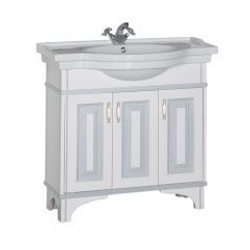 Тумба с раковиной Aquanet Валенса 90 белый краколет/серебро