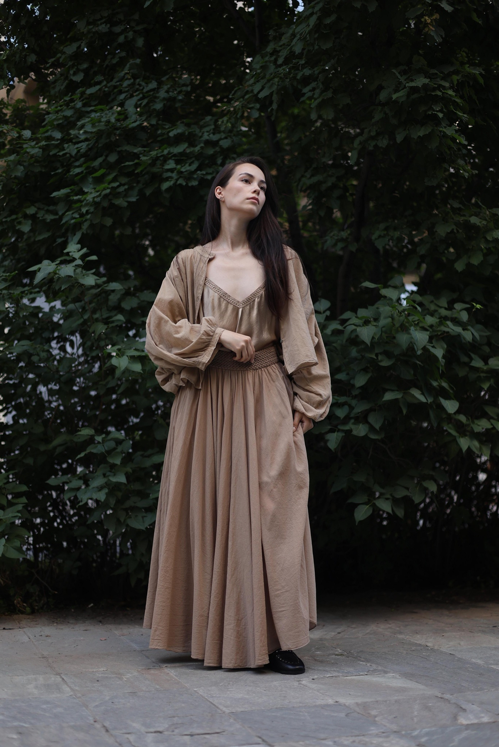 юбка длины макси, на резинке с подкладом