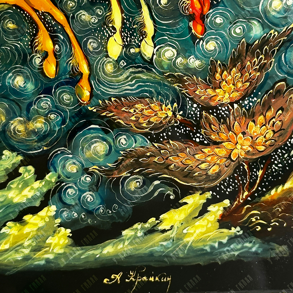 Палехская лаковая миниатюра "Тройка". Худ. А. Крайкин.  п. Палех, Россия, 2009 г.