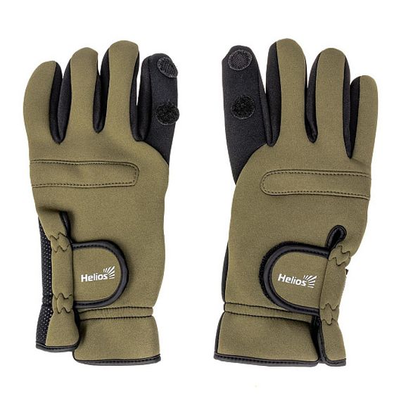 Перчатки Helios рыбацкие неопрен. Хаки р. M