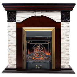Электрокамин RealFlame Dublin Lux AO античный дуб с очагом Majestic Lux Brass