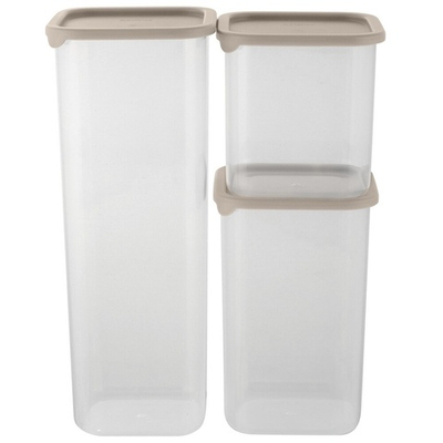 Набор банок для сыпучих продуктов 3шт (0,8л, 1,2л, 1,9л) "Vanilla", латте