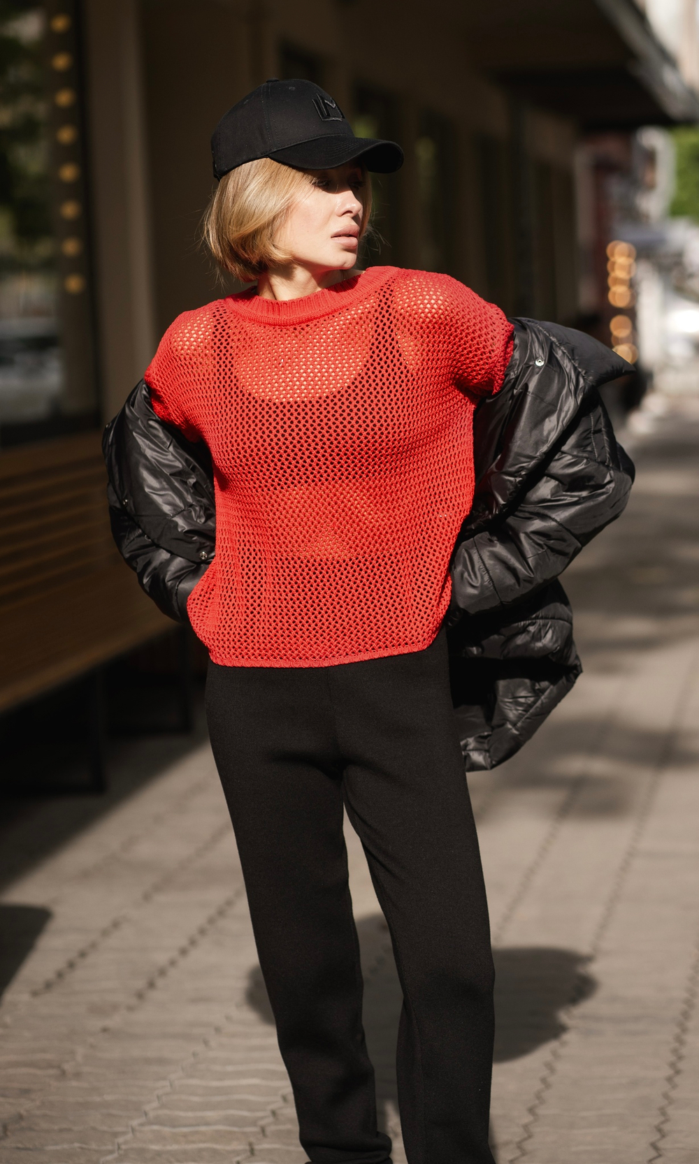 Джемпер-сетка из хлопка