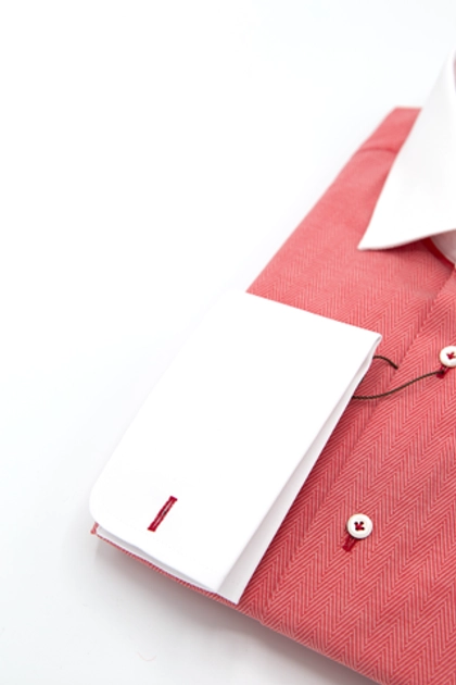 Рубашка Monza красная в ёлочку под запонки
