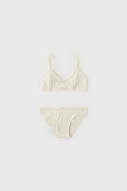 ZARA КОМПЛЕКТ ИЗ ТОПА И ТРУСОВ Z3D, ЭКРЮ