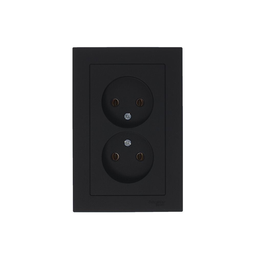 Systeme Electric AtlasDesign Карбон Розетка б/з двойная, 16А, в сборе