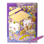 Румбокс, наклейки для творчества - антистресс блокнот, 200*265 мм, "Animal Party", фиолет, XXL, 3D стикеры, 6 комнат, в комплекте пинцет, пакет с европодвесом