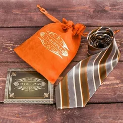 Галстук в подарочном мешочке + открытка "С 23 февраля"