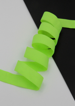 Бейка эластичная желто-зеленая неоновая матовая 15 мм