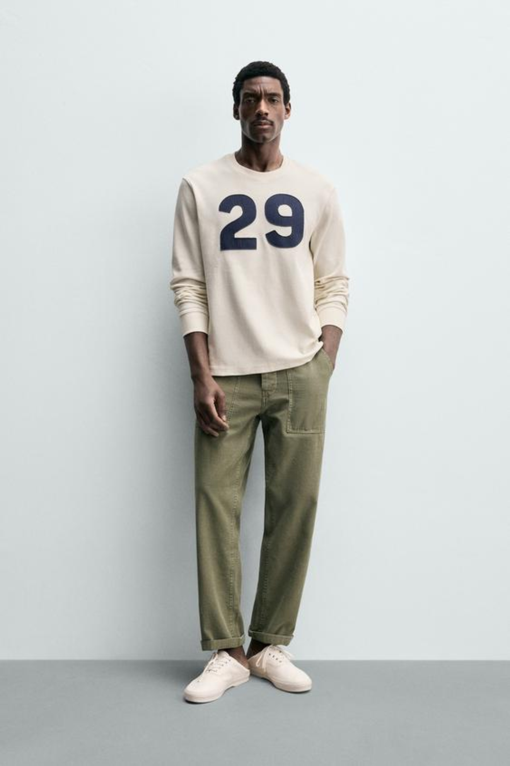 ZARA ФУТБОЛКА С НОМЕРОМ, ЭКРЮ