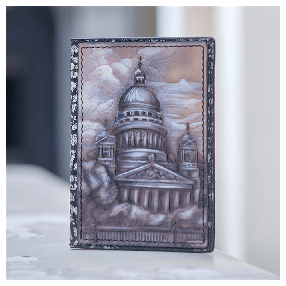 Чехол на паспорт «Городские мотивы» бордовый