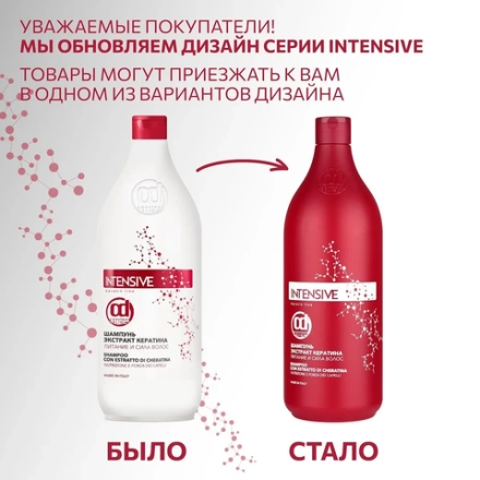 Шампунь с экстрактом кератина, питание и сила волос / INTENSIVE 1000 мл