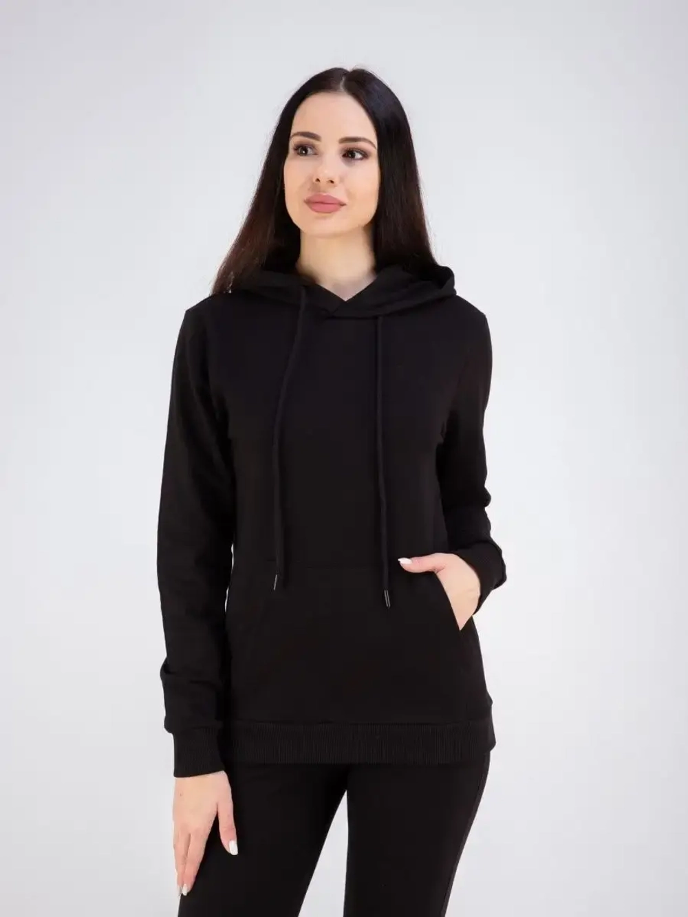 Худи без начеса с капюшоном однотонное модное