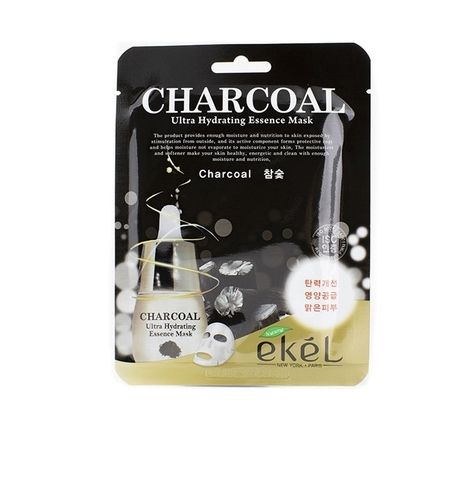 EKEL МАСКА ТКАНЕВАЯ ДЛЯ ЛИЦА С ЭКСТРАКТОМ ДРЕВЕСНОГО УГЛЯ CHARCOAL ULTRA HYDRATING ESSENCE MASK, 25 ML