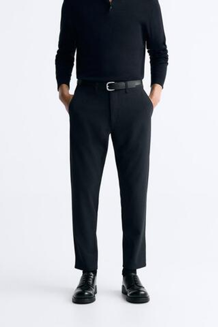 ZARA БРЮКИ КОМФОРТНОЙ ПОСАДКИ ИЗ РЕЛЬЕФНОЙ ТКАНИ, СИНИЙ