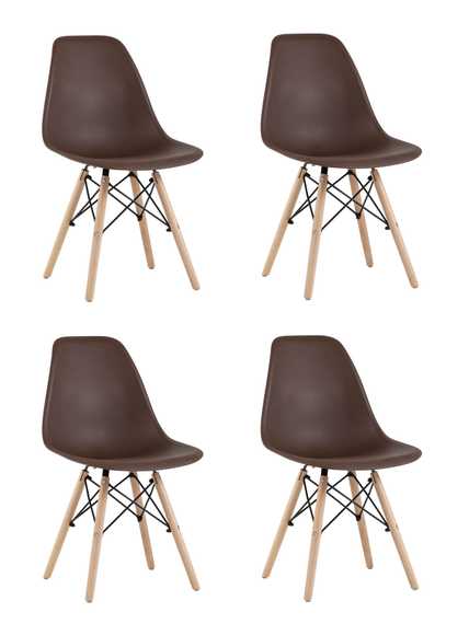 Eames Style DSW коричневый пластик, стальной каркас, натуральный массив бука
