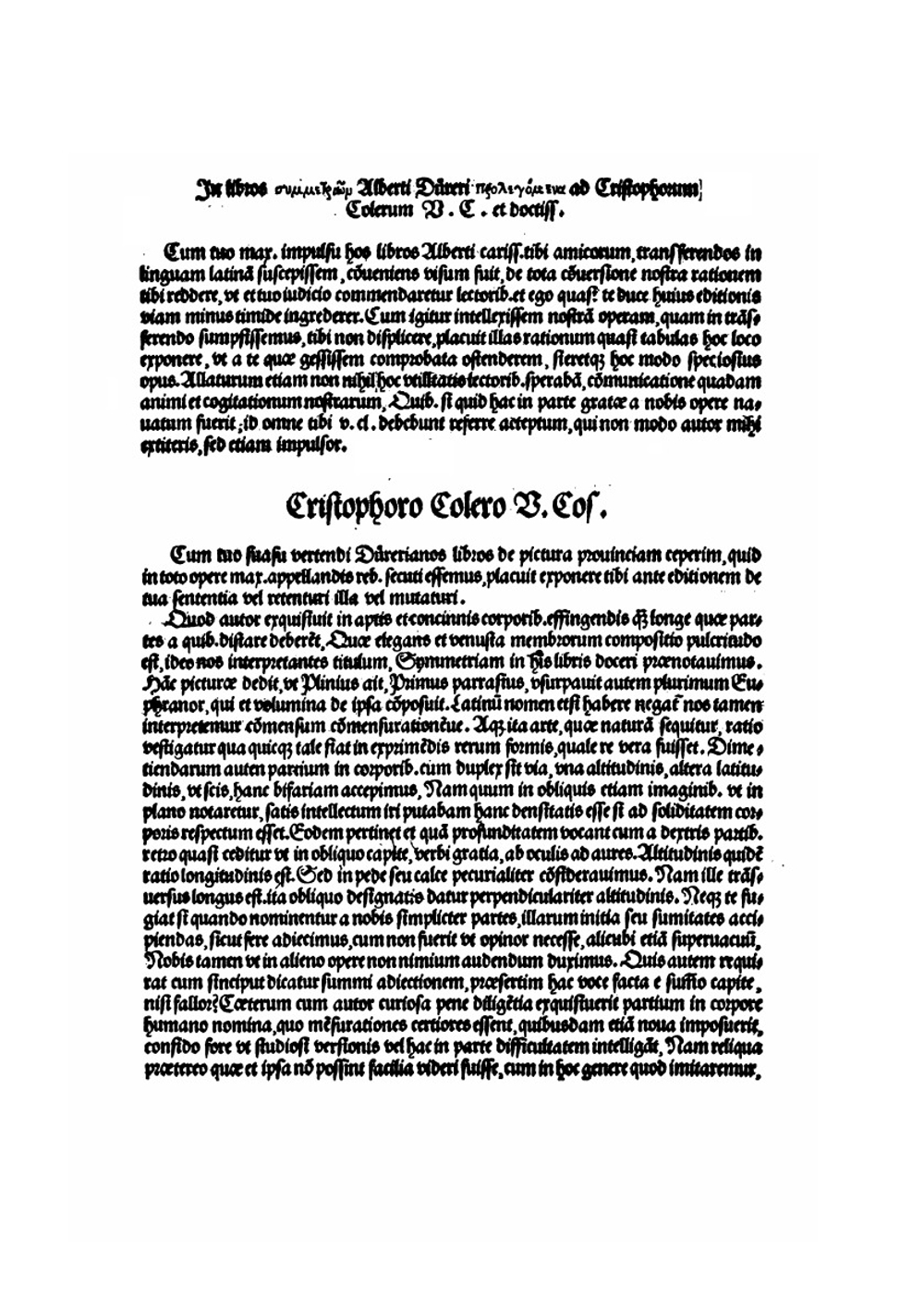 Alberti Dvreri Clarissimi Pictoris Et Geometrae De Symmetria Partirum In Rectis Formis Humanorum Corporum Libri In Latinum Conuersi | A. Durer