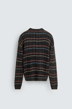 ZARA ТРИКОТАЖНЫЙ ДЖЕМПЕР В ПОЛОСКУ, ЧЕРНЫЙ