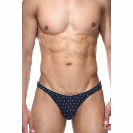 Трусы мужские стринги синие  в елочку  DARKZONE Christmas DZN6625
