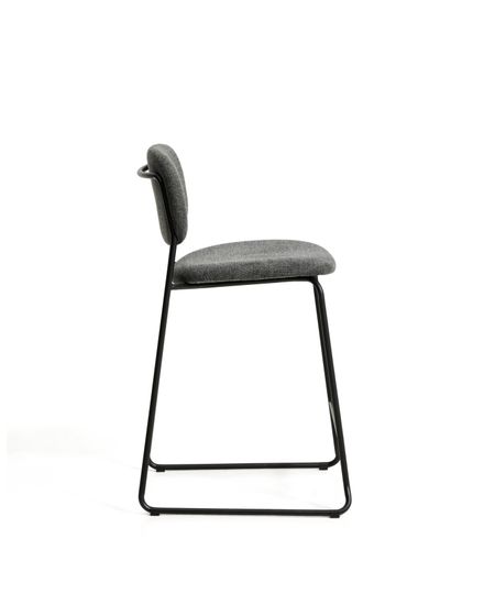 Полубарный стул Meli из серой синели с металлическими ножками, 65 см
