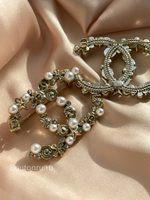 Брошь Шан. светлое золото стразы жемчуг 5