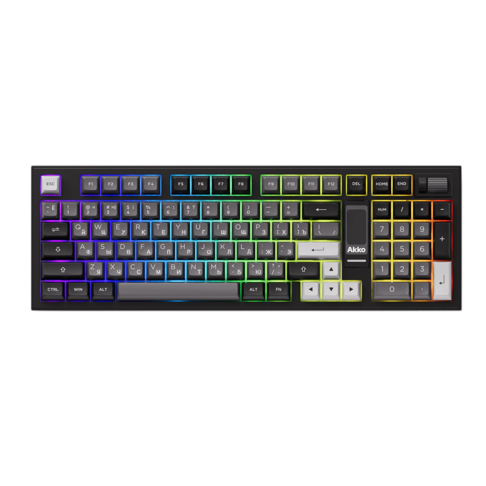 AKKO 5098B, Black&Sliver with Screen 3 Modes RGB Hot Swap V3 Piano Pro switches,ASA profile keycap
