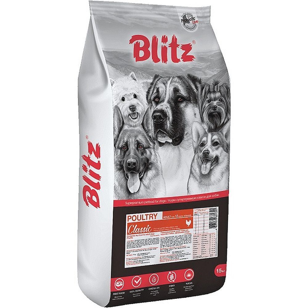 BLITZ ADULT DOG POULTRY/корм для взрослых собак Домашняя птица/15 кг