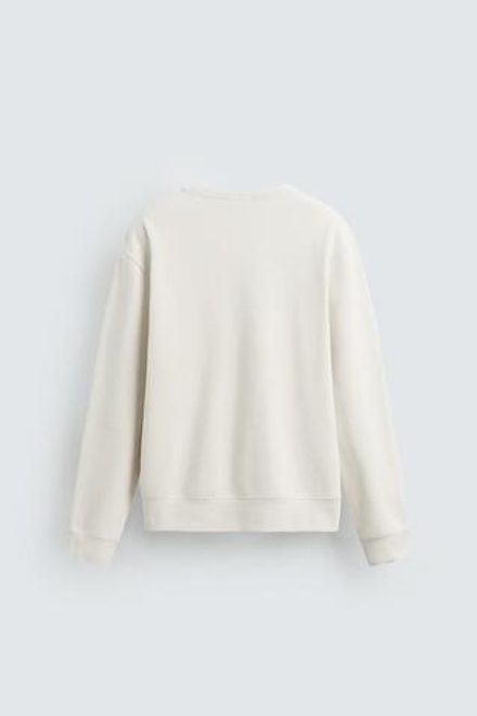 ZARA БАЗОВАЯ ТОЛСТОВКА С КРУГЛЫМ ВЫРЕЗОМ, ЖЕЛТОВАТО-БЕЛЫЙ