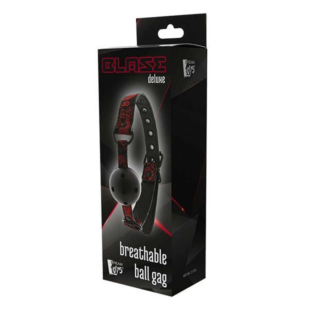 Кляп-шарик с отверстиями DELUXE BREATHABLE BALL GAG (Цвет: черный с красным)