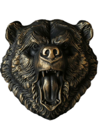 Кованый элемент Голова медведя 35х35 см, литье патина золотая бронза