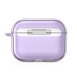 Чехол фиолетовый прозрачный для наушников AirPods Pro 3, серия PECL Series от Dux Ducis, в комплекте с карабином