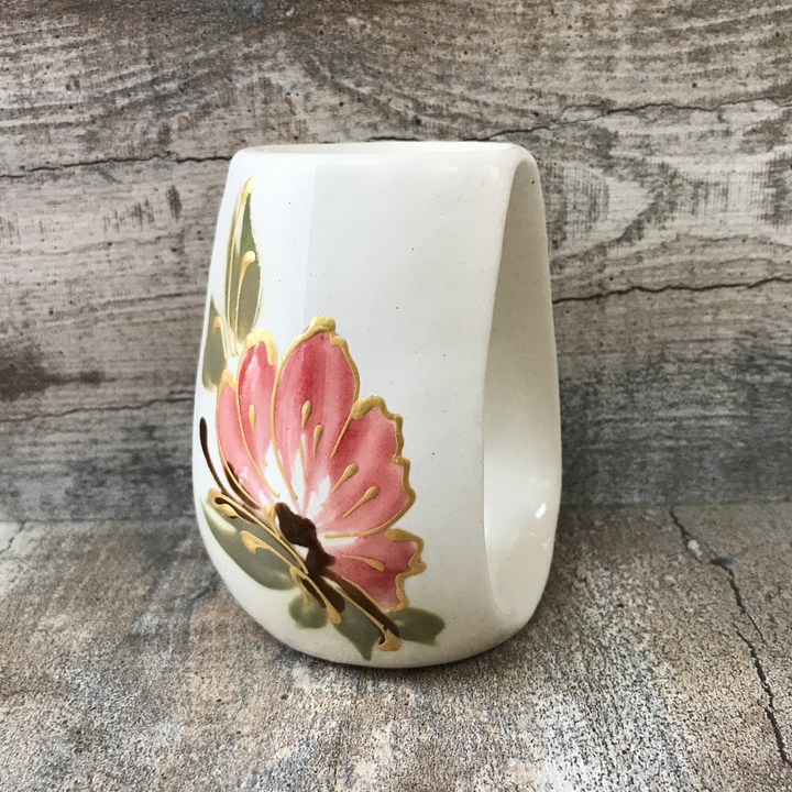 Аромалампа Элегия (Овал роспись) цвет молочный керамика 10,5 см