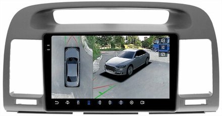 Магнитола Toyota Camry 30 2001-2006 (рамка графитовая) - FarCar BX3020M-360 монитор 9.5" 2K QLED на Android 13, 6Гб+128Гб, CarPlay, 4G SIM-слот, 4 камеры в комплекте