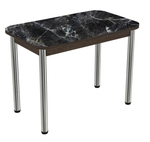 Стол неразд Прямоугольный подстолье прямое хром пояс венге мрамор черный
